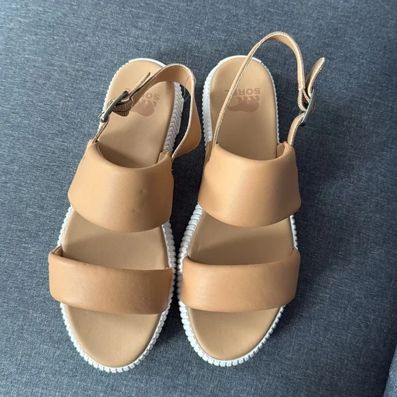 NWOT Sorel Ona Streetworks Go to Flat Sandals Women Honest Beige Sea Salt - Picture 6 of 11